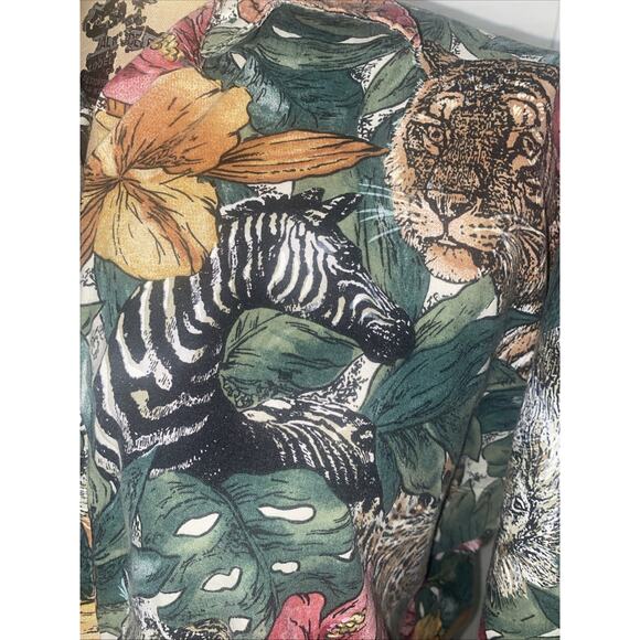 Vintage 80s 90s Ladies Denim Republic African Lion Safari Button Shirt Cotton L - Picture 7 of 8